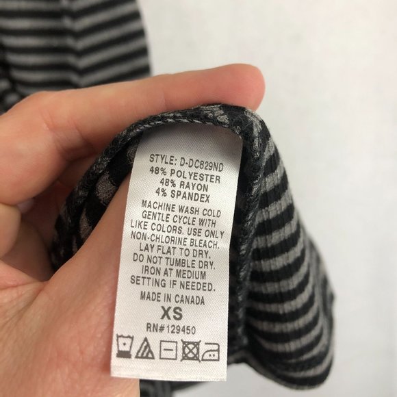 Como Vintage NWT Women's Size X-Small Black Grey Striped V-Neck Collared Dress - Picture 7 of 10